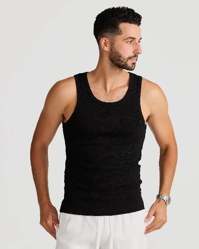 Big Deal Rib Singlet Black