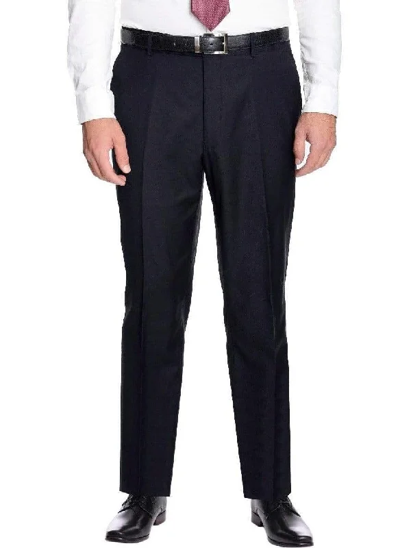 Exclusive Savings Creativo Slim Fit Solid Navy Blue Flat Front Dress Pants