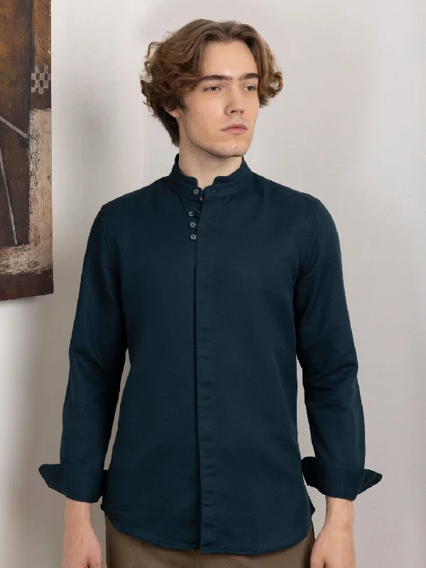 Bargain Bin Teal Chinese Collar Shirt