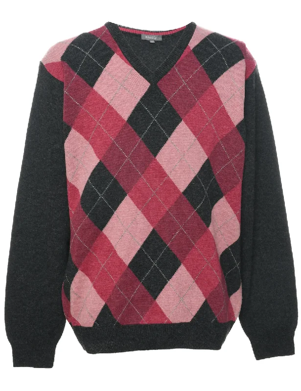 Weekend Specials Just for You Wool Argyle Jumper - L