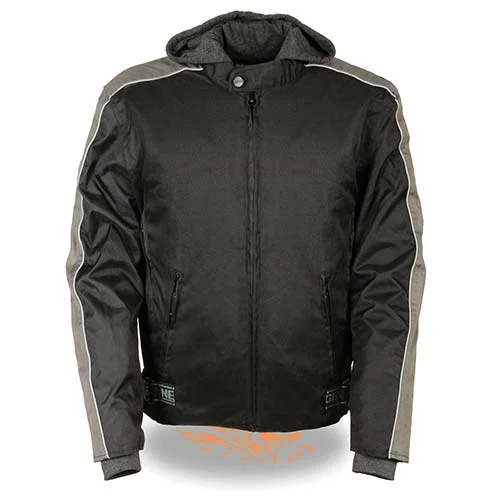 Exclusive Deal NexGen SH2034 Men's Black and Grey Nylon Racer Jacket with Hoodie