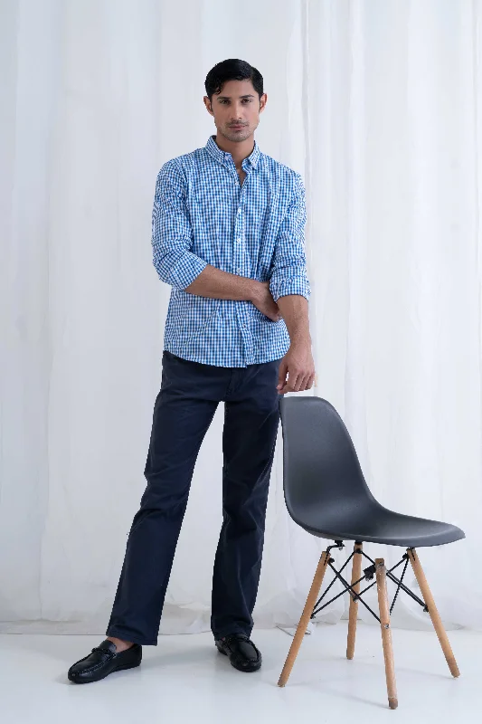 Fantastic Deals Polo Republica Men's Blue Gingham Casual Shirt