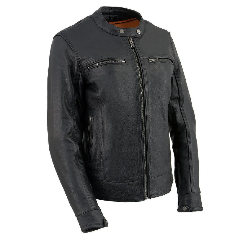 Epic Value Milwaukee Leather MLL2552 Women's Cool-Tec Black Leather Scooter Triple Stitch Motorcycle Jacket Epic Value Milwaukee Leather MLL2552 Women's Cool-Tec Black Leather Scooter Triple Stitch Motorcycle Jacket