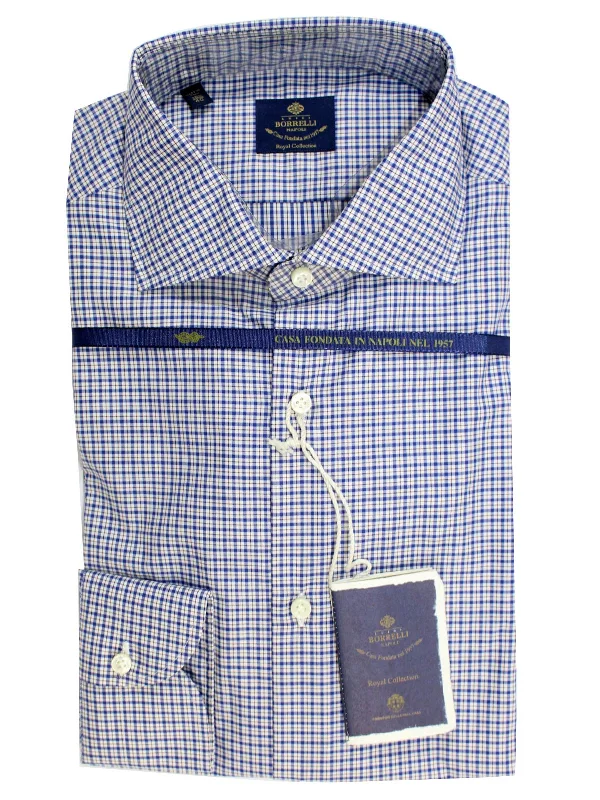Online Exclusive Luigi Borrelli Dress Shirt ROYAL COLLECTION White Royal Blue Tattersall 40 - 15 3/4 SALE Online Exclusive Luigi Borrelli Dress Shirt ROYAL COLLECTION White Royal Blue Tattersall 40 - 15 3/4 SALE