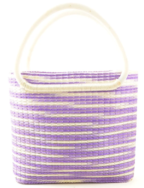 Don’t Miss Out Woven Lilac & White Basket Bag - M
