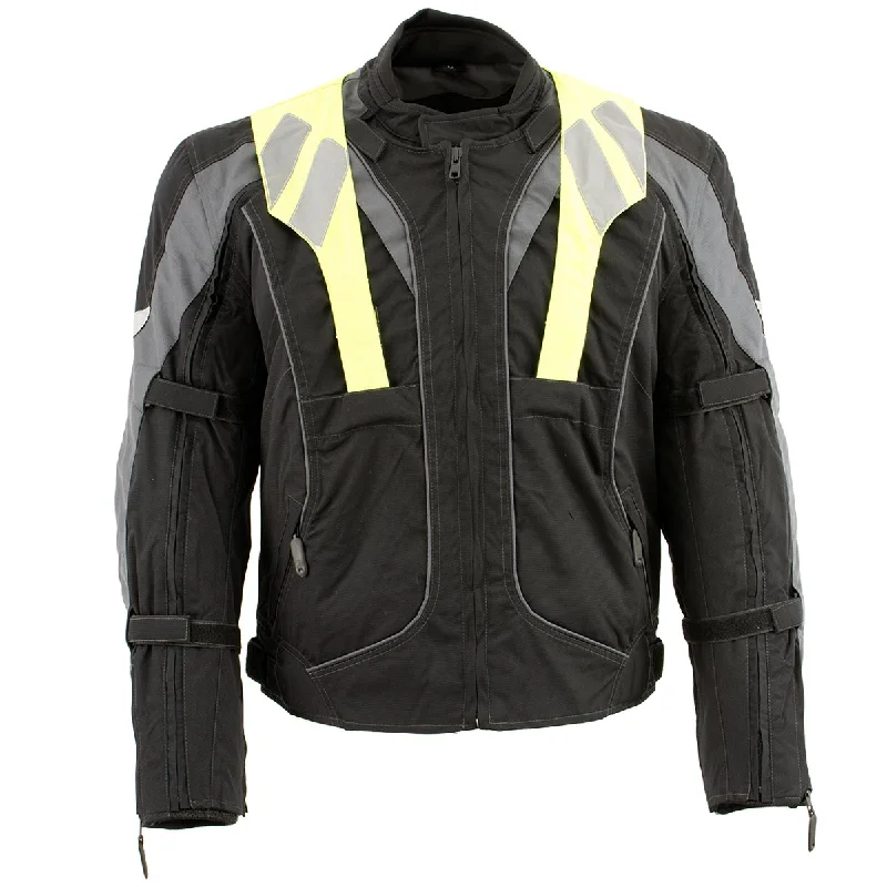 Super Deal NexGen SH2325 Men's Armored Two in One Textile and Mesh Racing Jacket with Retractable Hi Viz Protection Super Deal NexGen SH2325 Men's Armored Two in One Textile and Mesh Racing Jacket with Retractable Hi Viz Protection