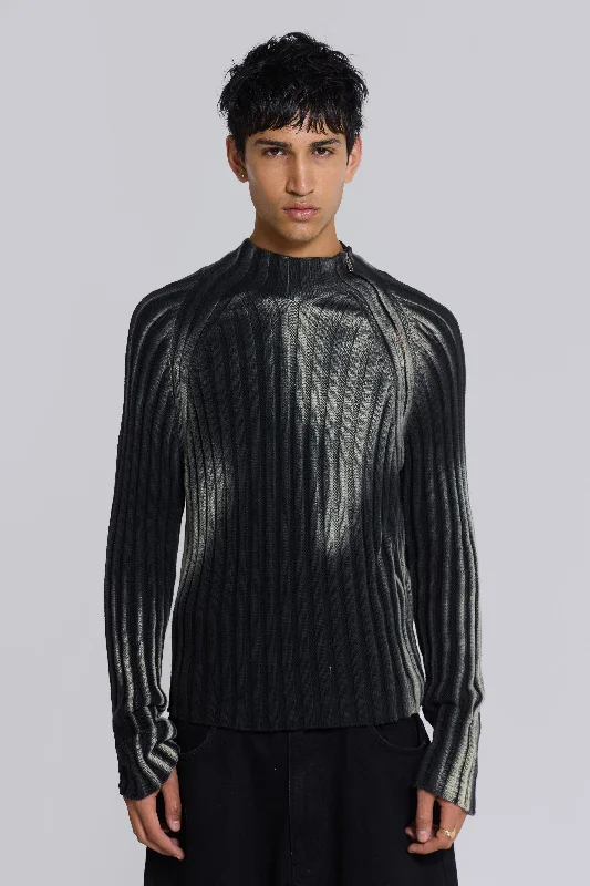 Special Price Black Luster Asymmetric Knit
