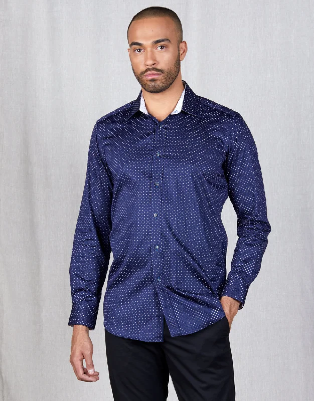 Markdowns Barbican Navy & White Dot Shirt