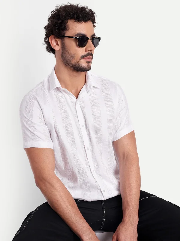 Special Buy White Textured Lining Half Shirt