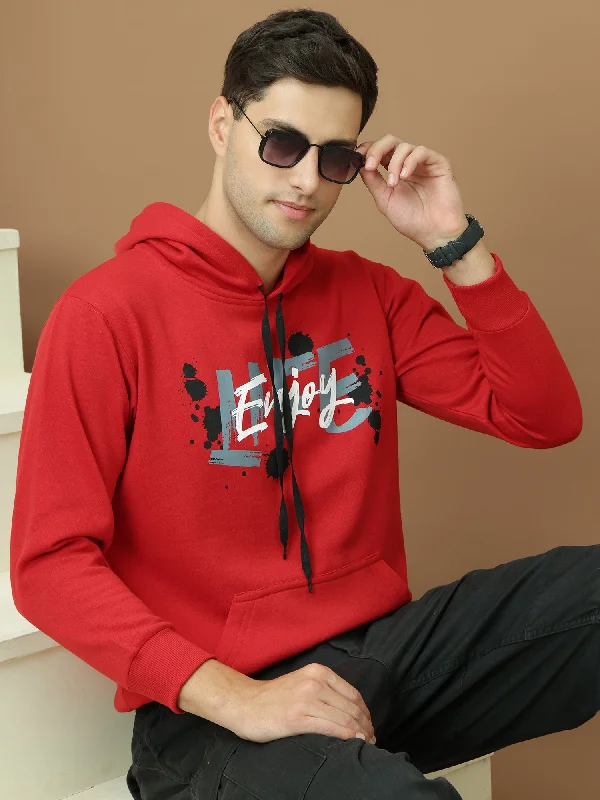 Shop the Weekend Away VimaL Jonney Regular Fit Maroon Printed Hoodie For Men