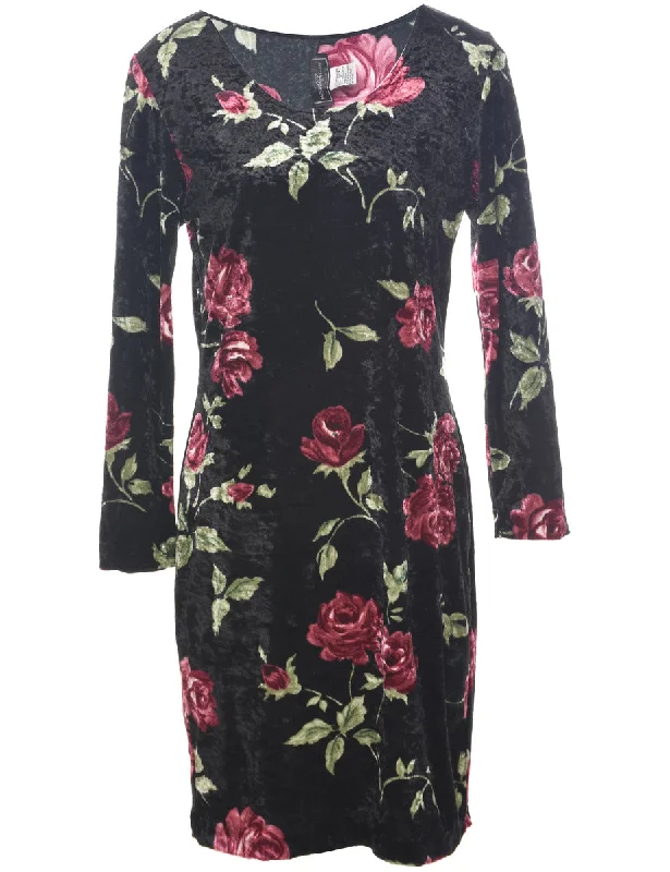 Weekend Special Velour Floral Evening Dress - M