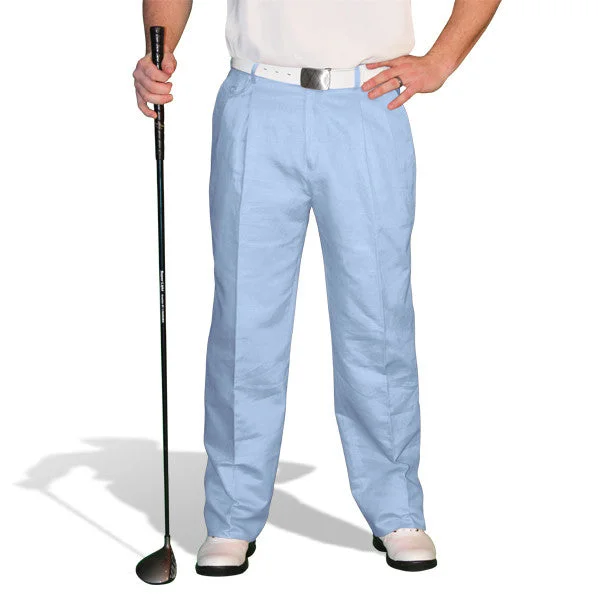 Final Offer Golf Knickers: Mens 'Par 4' Cotton/Ramie Golf Trousers - Light Blue