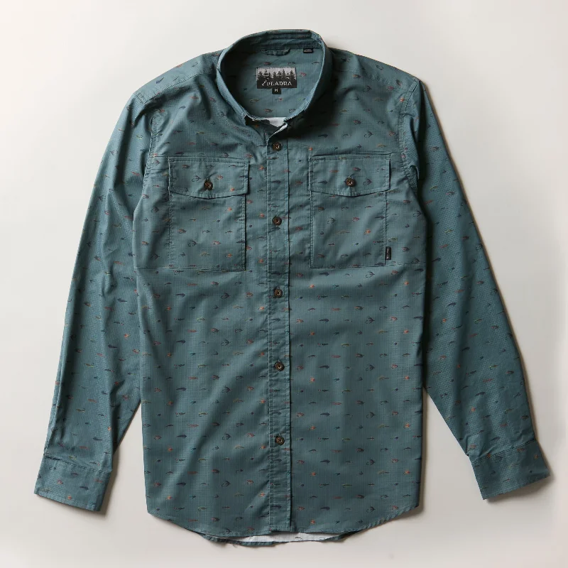 Midnight Madness Men's Yuba Fishing Shirt - Flies Print
