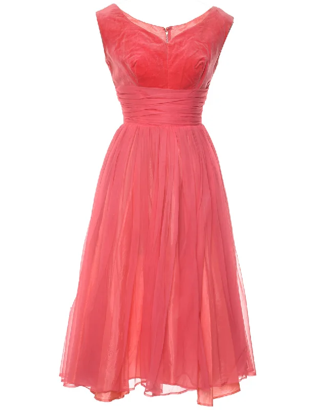 While Supplies Last Velour Salmon Pink Ruched  Evening Dress - XS