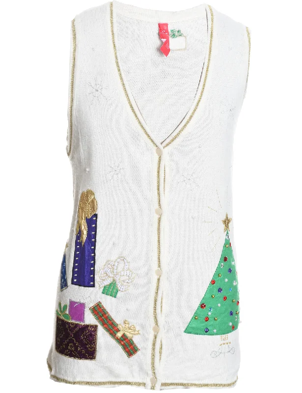 Limited Offer White Christmas Sweater Vest - L