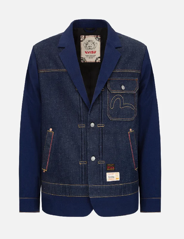 Huge Savings Fabric Blocking Denim Blazer