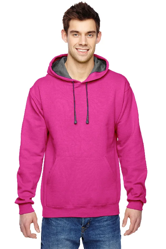 Final Markdown Fruit Of The Loom Mens Softspun Hooded Sweatshirt Hoodie w/ Pouch Pocket - Cyber Pink - Closeout Final Markdown Fruit Of The Loom Mens Softspun Hooded Sweatshirt Hoodie w/ Pouch Pocket - Cyber Pink - Closeout