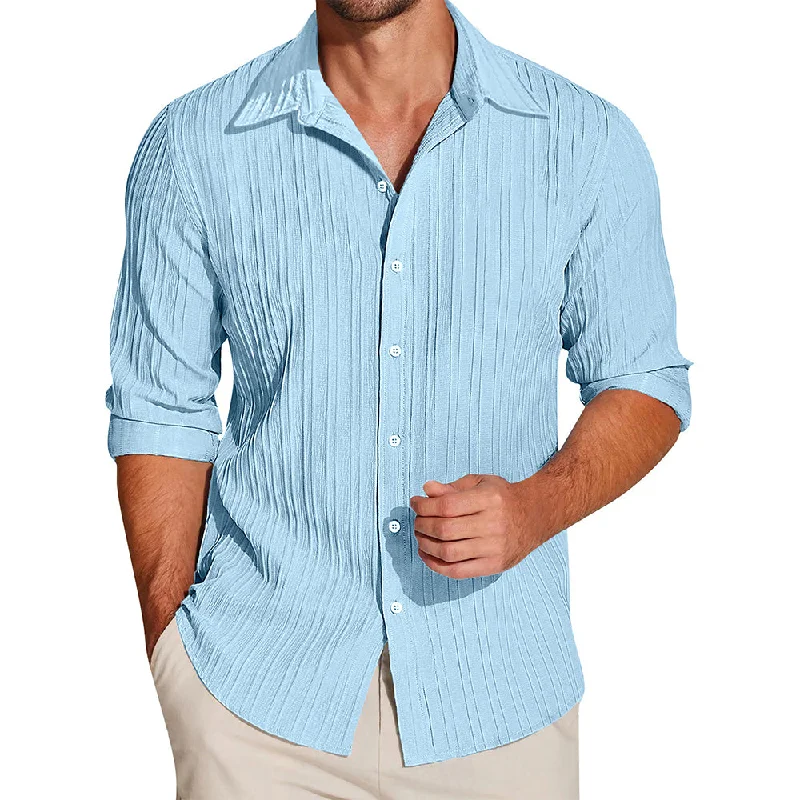 Markdowns Crushed Self Stripe Sky Shirt