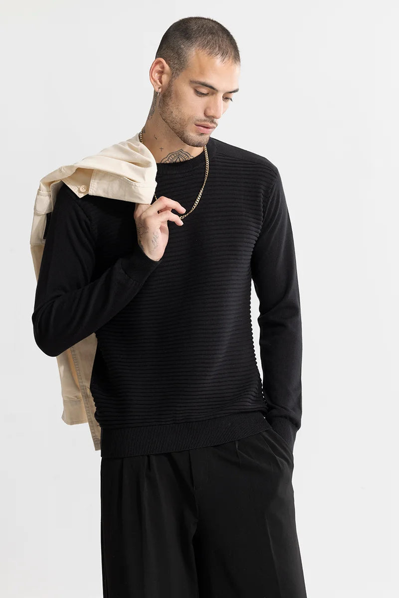 Stock Clearance Wabble Line Black Sweater