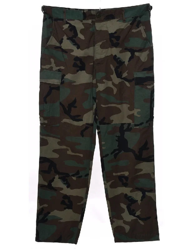 Steals and Deals Woodland Camouflage Print Cargo Trousers - W37 L30