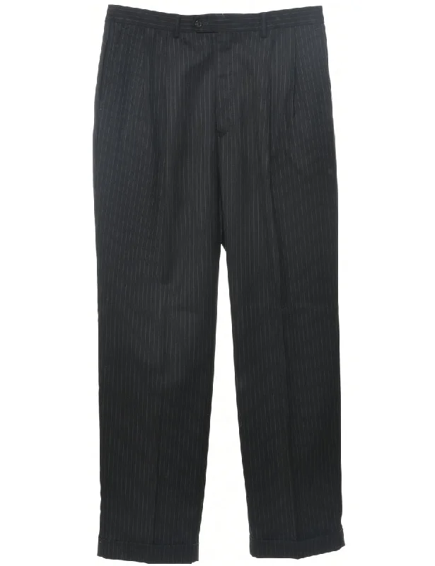 Weekend Offers That Shine Wool Chaps Pinstriped Trousers - W34 L32