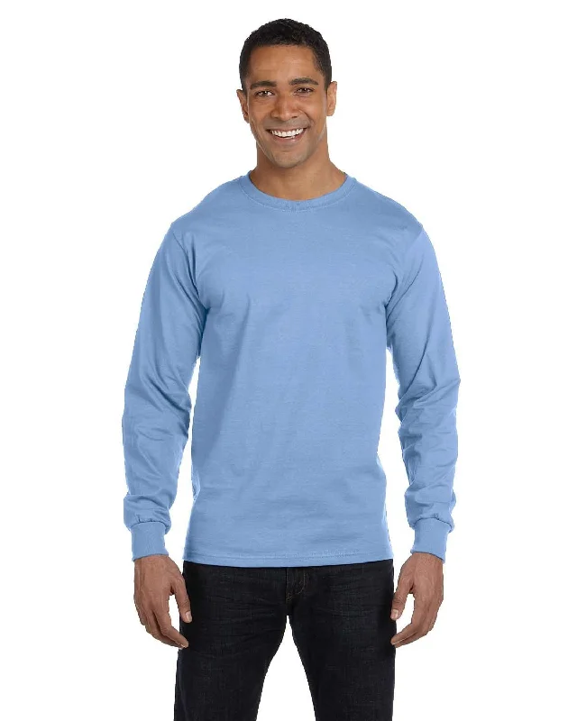 Low Prices Hanes Long Sleeve Beefy-T T-Shirt | Light Blue