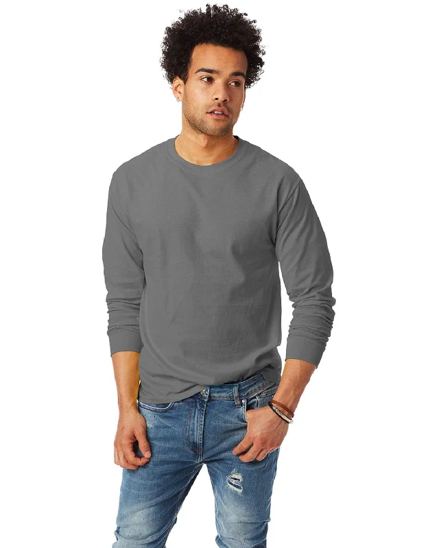 Buy Now Hanes Tagless ComfortSoft Long Sleeve T-Shirt | Smoke Gray