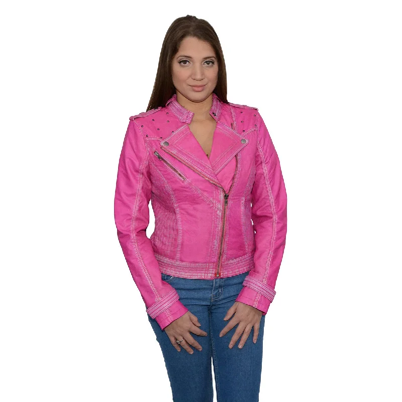 Amazing Value Milwaukee Leather Women's Maiden Pink Premium Sheepskin Motorcycle Fashion Leather Jacket with Studs SFL2840 Amazing Value Milwaukee Leather Women's Maiden Pink Premium Sheepskin Motorcycle Fashion Leather Jacket with Studs SFL2840