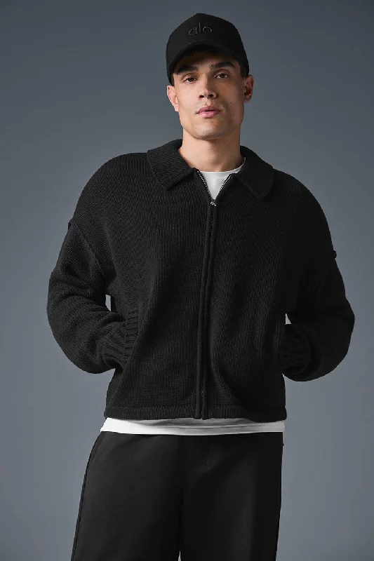 Massive Deal Heritage Full Zip Sweater - Black