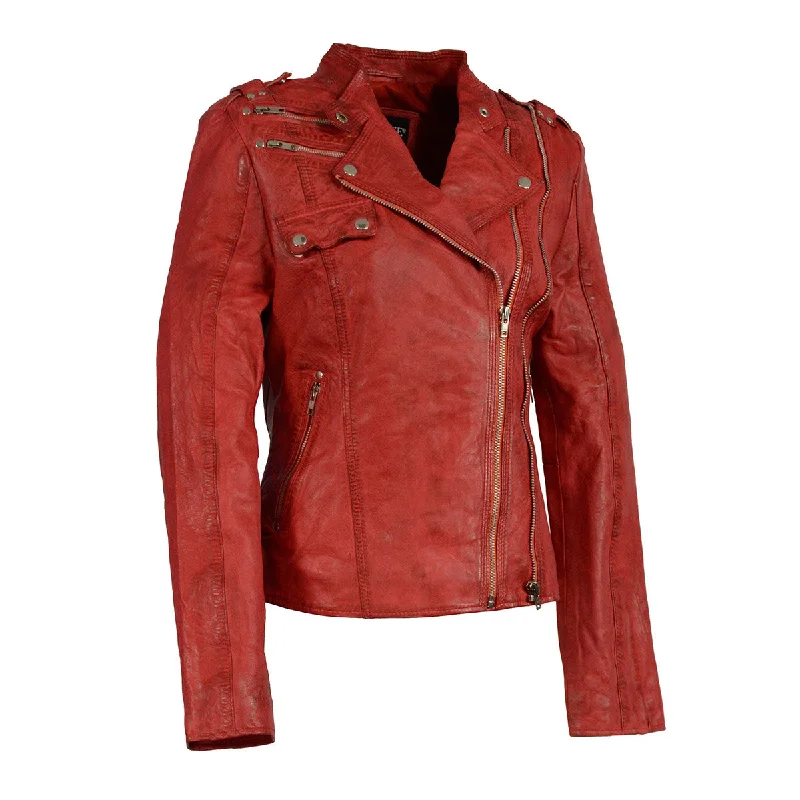 Mega Sale Milwaukee Leather Women's Distressed Red Vegan Leather Motorcycle Style Fashion Jacket SFL2845 Mega Sale Milwaukee Leather Women's Distressed Red Vegan Leather Motorcycle Style Fashion Jacket SFL2845