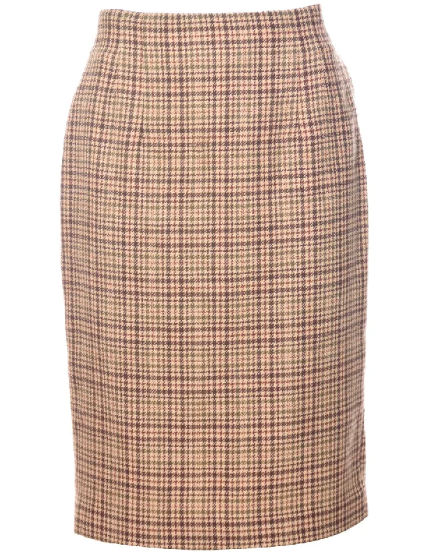 Weekend Savings Delight Wool Checked Pencil Skirt - S