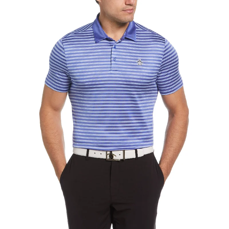 Bargain Prices Heritage Stripe Solid Collar Golf Polo Shirt In Amparo Blue