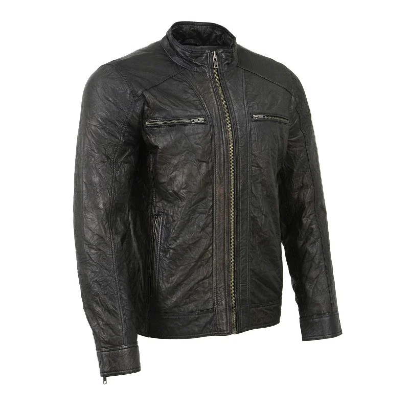 Special Price Milwaukee Leather SFM1861 Men's Two-Tone Leather Jacket with Front Zipper Closure Special Price Milwaukee Leather SFM1861 Men's Two-Tone Leather Jacket with Front Zipper Closure