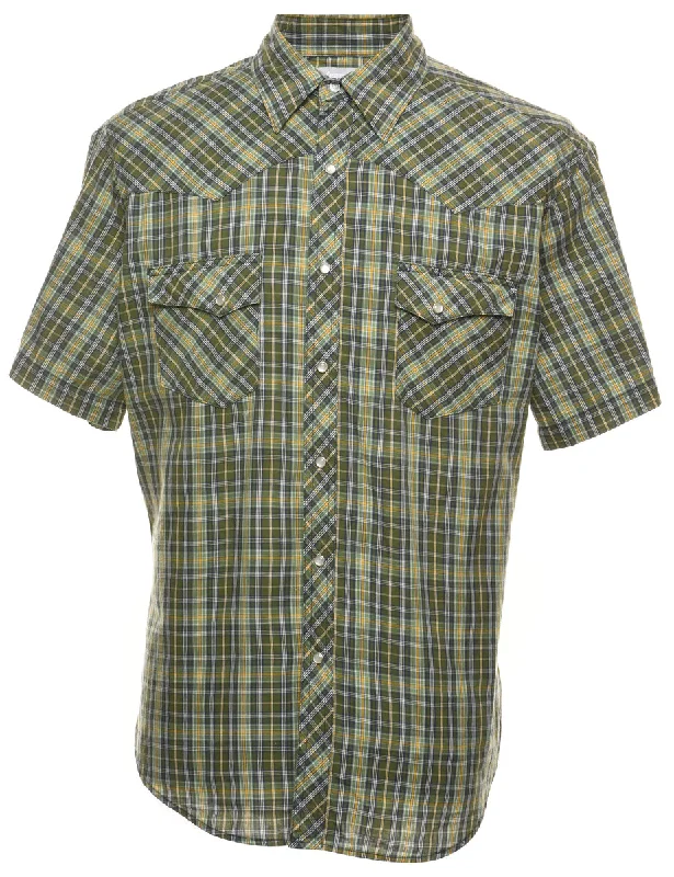 Limited Time Discount Wrangler Checked Green Short Sleeve Shirt - L