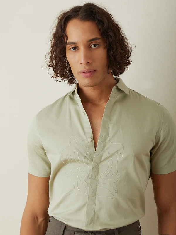 Discount Days Pista Plain Half Sleeve Casual Shirt