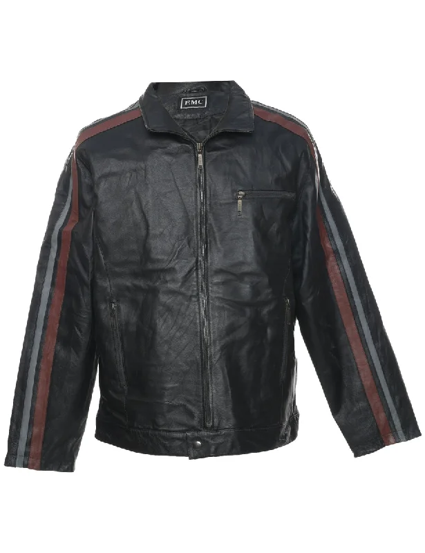 Unmissable Offer Zip Front Leather Jacket - L