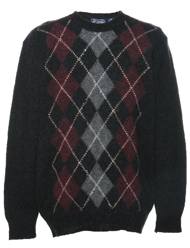 Unwind with Weekend Discounts Wool Argyle Jumper - L