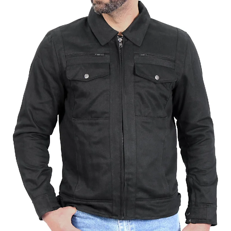 Today’s Deal Hot Leathers JKM6001 Men's Black Denim Armored Shirt Jacket