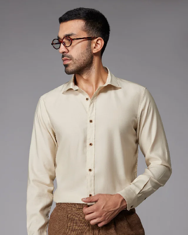 Huge Savings Beige Lyocell Twill Shirt