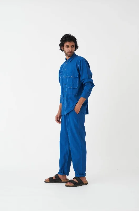 Discount Extravaganza Double Patch Pocket Shirt -  Electric Blue
