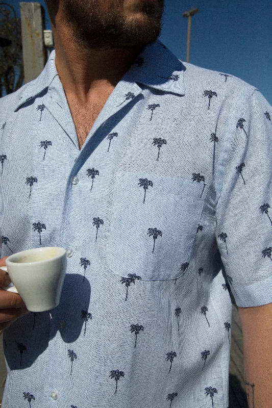 Quick Deals The DUBAI men's blue palm shirt