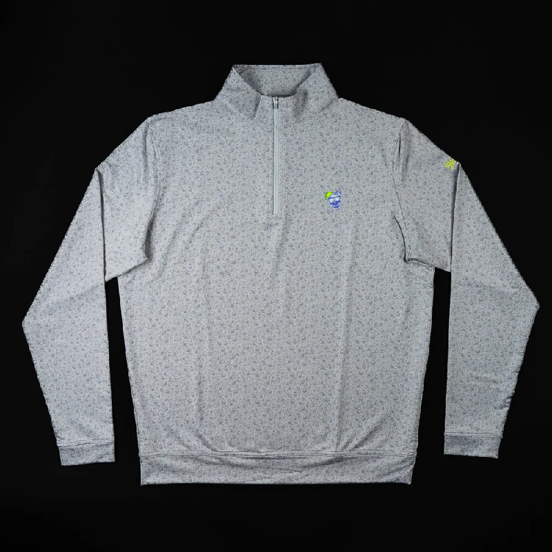 Limited Availability Gray Cocktail Skull 1/4 Zip Pullover