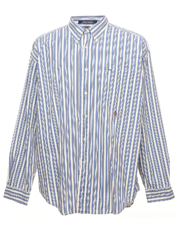 While Supplies Last Tommy Hilfiger Striped Blue Shirt - XL