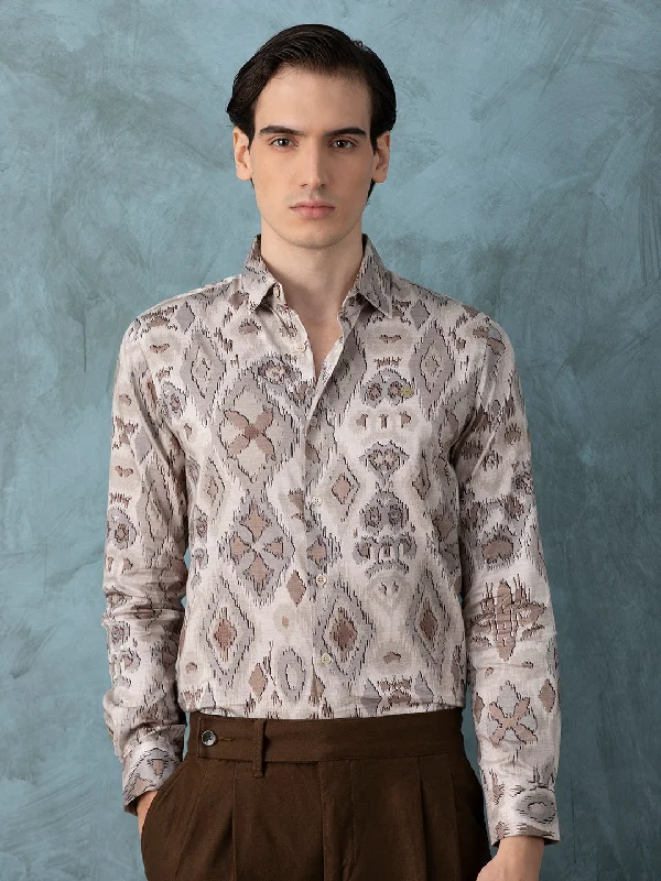 Super Sale Brown Printed Shirt