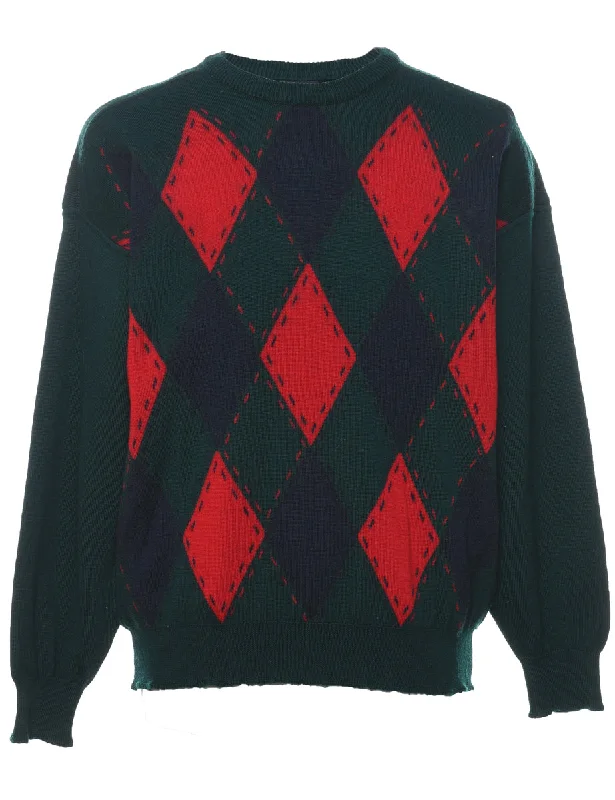 Shop the Weekend Away Wool Argyle Jumper - L