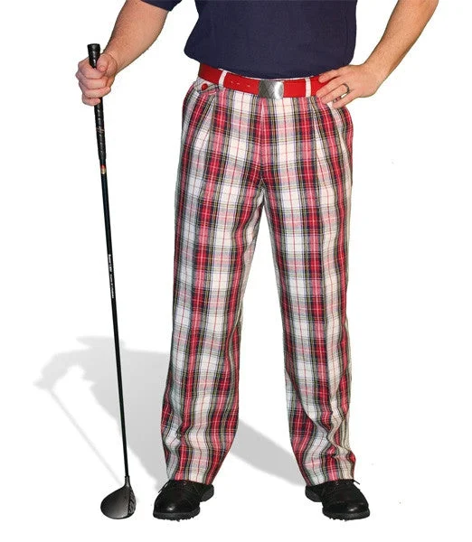 Quick Deals Golf Knickers: Mens 'Par 5' Cotton/Ramie Plaid Golf Trousers - Dress Stewart