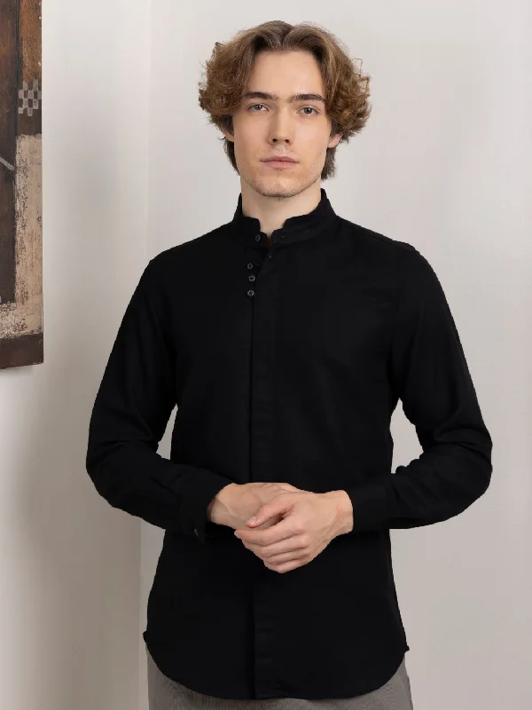 Price Reduction Black Chinese Collar Shirt