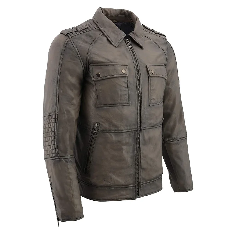 Discount Mania Milwaukee Leather SFM1810 Men's Anthracite Patch Pocket Lambskin Leather Jacket Discount Mania Milwaukee Leather SFM1810 Men's Anthracite Patch Pocket Lambskin Leather Jacket