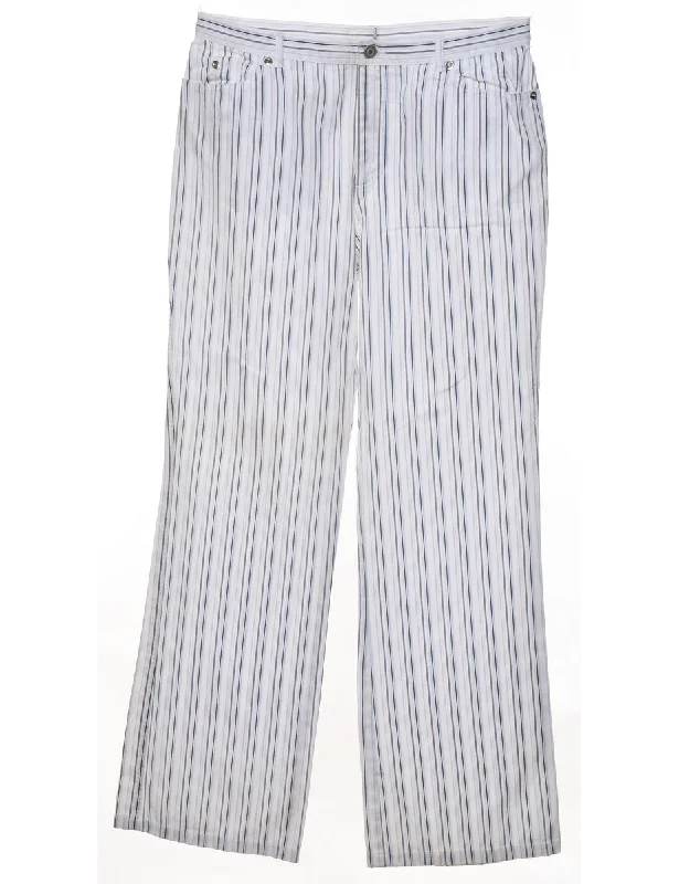 Big Deal White Striped Trousers - W32 L32