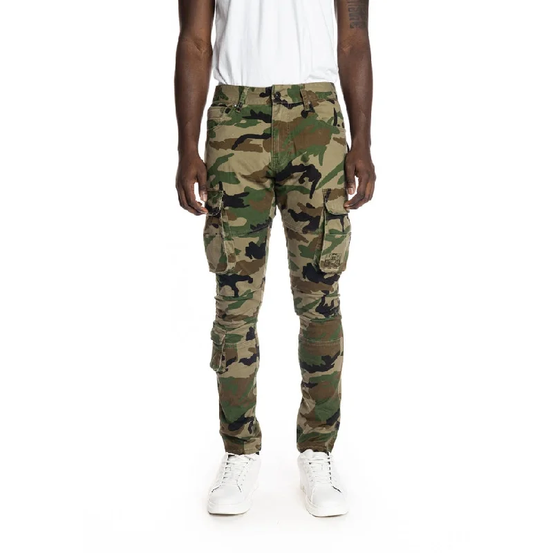 Sale Event Slim Tapered Multipocket Cargo Twill Pants - Wood Camo